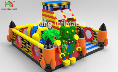 Children Inflatable Jumping Castle Robot Model With Slide 2 Year Warranty