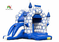 Blue 0,55mm PVC bạt trẻ em bơm hơi lâu đài với cầu trượt
