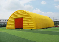 Lều sự kiện thương mại mái vòm bơm hơi màu vàng Chất liệu bạt PVC tráng