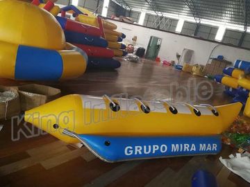 Blue And Yellow Inflatable Fly Fishing Boats / Inflatable Banana Boat 4 Seats