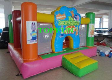 Orange và trắng bơm kỹ thuật số in ấn Thunder Slide Bouncy House