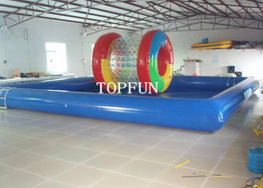 Bể bơi nước đơn 10 x 6 m màu xanh cho trẻ em có con lăn nước