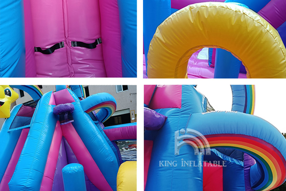 Trẻ em Unicorn Bouncy Castle với đường trượt nước Công chúa màu hồng khổng lồ Nhảy Cầu vồng bơm hơi Nhà thoát nước