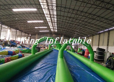 100m Long Double Lane Bơm hơi Trượt N Trượt Xanh Xanh