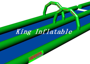 100m Long Double Lane Bơm hơi Trượt N Trượt Xanh Xanh