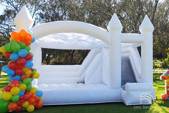 White Inflatable Bouncer dành cho người lớn Tiệc cưới Bounce Castle Trẻ em Bounce Jump House Combo với cầu trượt