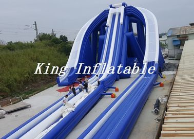 Đường trượt nước khổng lồ dài 15m ngoài trời màu xanh dương thổi ra đường trượt Trippo
