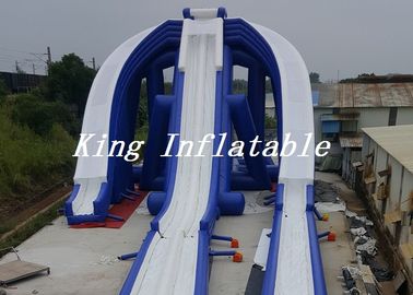 Đường trượt nước khổng lồ dài 15m ngoài trời màu xanh dương thổi ra đường trượt Trippo