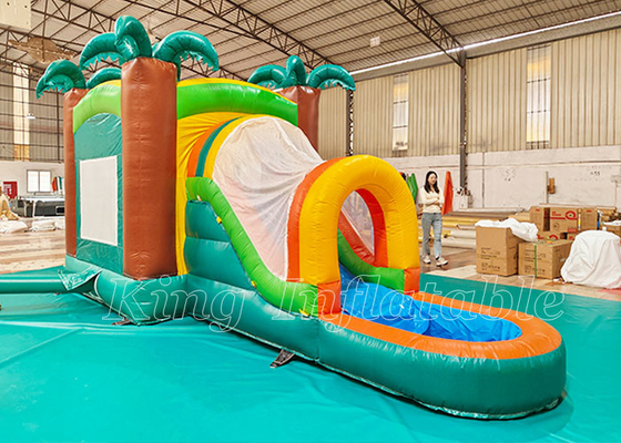 Chủ đề rừng nhiệt đới Bounce House Kids Jumping Lâu đài Bouncy Combo Bouncer bơm hơi với cầu trượt nước hồ bơi