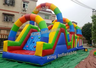 12 m đầy màu sắc Cầu vồng in trò chơi chướng ngại vật bơm hơi vượt qua khóa học PVC