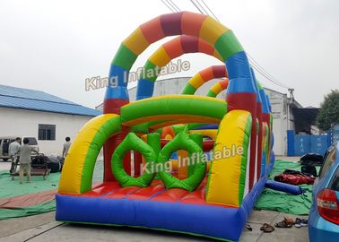 12 m đầy màu sắc Cầu vồng in trò chơi chướng ngại vật bơm hơi vượt qua khóa học PVC
