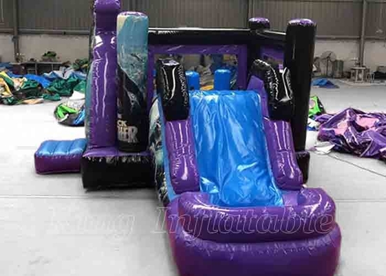 Batman Combo Inflatable Bouncer Blue với cầu trượt Bouncy Castle Bounce House Cho thuê