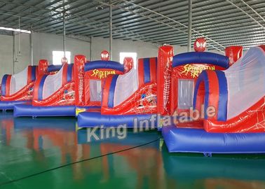 Người nhện vui nhộn Nhảy phồng Bouncy Castle Ngoài trời Đỏ với bạt PVC 0,55mm