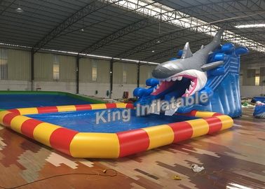 Blue Shark Công viên nước bơm hơi Bể bơi bơm hơi không thấm nước 8m X 6m