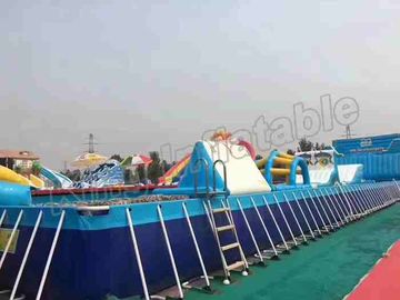 Bảo hành 2 năm Công viên nước bơm hơi có khung bể bơi / Phim hoạt hình trượt