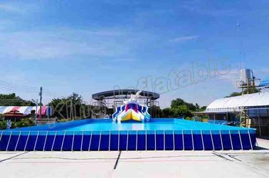 Công viên trượt nước bơm hơi thương mại 0.9mm PVC Tarpaulin Công viên nước thổi lên với hồ bơi trên mặt đất