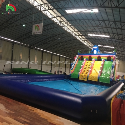 Trò chơi ngoài trời Slide Inflatable Park Inflate Slide nước lớn có bể bơi