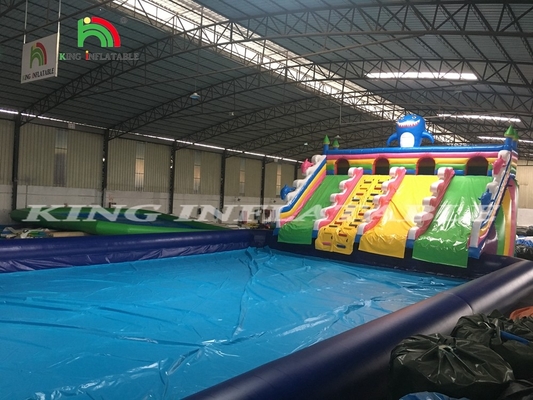 Trò chơi ngoài trời Slide Inflatable Park Inflate Slide nước lớn có bể bơi