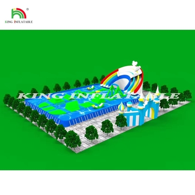 Thiết bị chơi trên nước thương mại Địa hình di động Bể chơi nước trên mặt đất bơm với trượt nước hồ bơi lớn cho người lớn