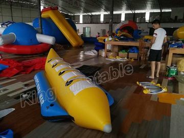 Thuyền câu cá màu xanh và vàng bơm hơi / Thuyền chuối bơm hơi 4 chỗ