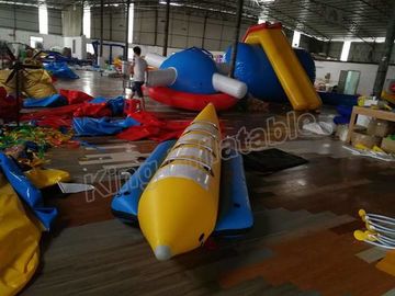 Thuyền câu cá màu xanh và vàng bơm hơi / Thuyền chuối bơm hơi 4 chỗ