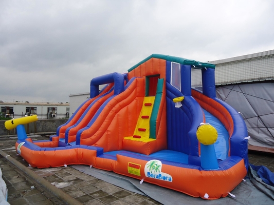 Giant Outdoor Double Track Inflatable Bouncer Water Slide Công viên nước