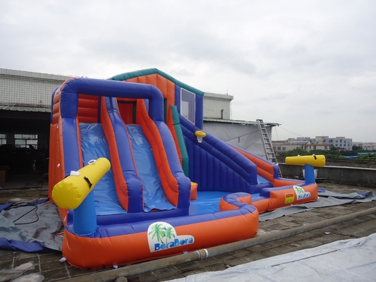 Giant Outdoor Double Track Inflatable Bouncer Water Slide Công viên nước