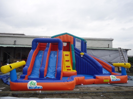 Giant Outdoor Double Track Inflatable Bouncer Water Slide Công viên nước