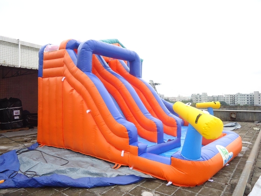 Giant Outdoor Double Track Inflatable Bouncer Water Slide Công viên nước