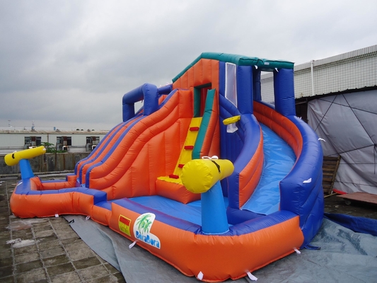 Giant Outdoor Double Track Inflatable Bouncer Water Slide Công viên nước
