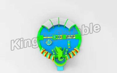Công viên thể thao dưới nước khổng lồ bơm hơi 3d với cầu trượt cho trẻ em chơi