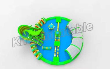 Công viên thể thao dưới nước khổng lồ bơm hơi 3d với cầu trượt cho trẻ em chơi