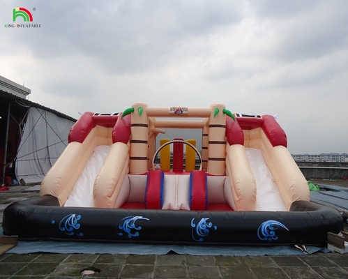 Custom Inflatable Bouncer Combo Lâu đài khô và ướt Combo Double Lane Inflatable Water Slide với bể bơi