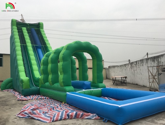 Giant Water Slide Inflatable Commercial Inflatable Water Slide với bể bơi