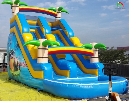 Double Slide Inflatable Water Slide Palm Tree Inflatable Wet Dry Slide Cho trẻ em và người lớn