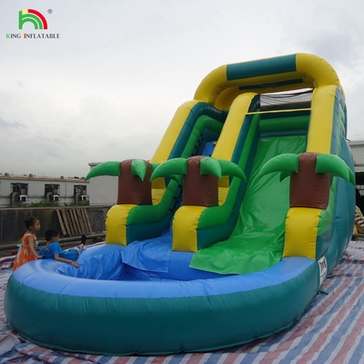 Double Slide Inflatable Water Slide Palm Tree Inflatable Wet Dry Slide Cho trẻ em và người lớn