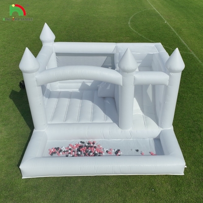 Thương mại màu trắng bơm thả Castle House trẻ em nước trượt với cầu pit
