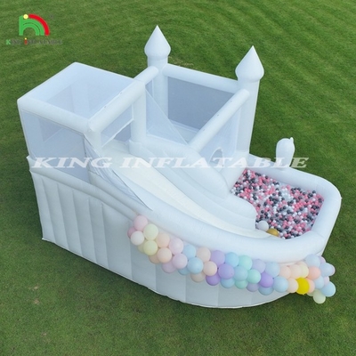 White Inflatable Bounce Combo Bouncy Castle House Kids Water Slide với Ball Pit