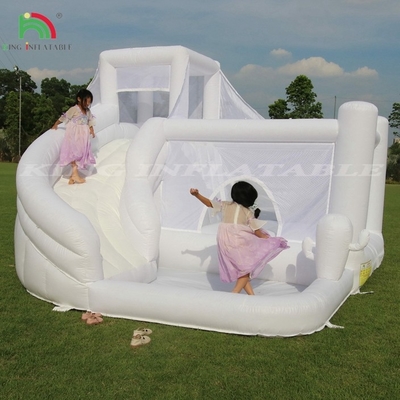 White Inflatable Bounce Combo Bouncy Castle House Kids Water Slide với Ball Pit