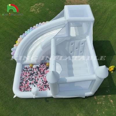 White Inflatable Bounce Combo Bouncy Castle House Kids Water Slide với Ball Pit