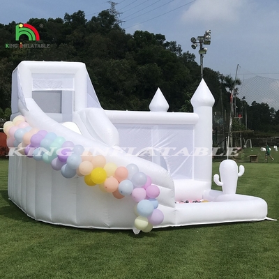 White Inflatable Bounce Combo Bouncy Castle House Kids Water Slide với Ball Pit