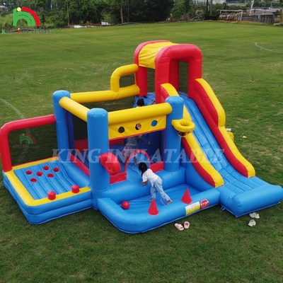 Khóa học chướng ngại vật bơm lên Bounce House Lâu đài với slide Khu vực nhảy và chướng ngại vật leo lên với máy thổi
