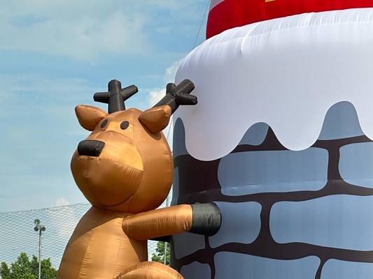 20ft 26ft 33ft bơm lên Santa Claus trong lò sưởi với tuần lộc ngoài trời trang trí Giáng sinh thổi lên Santa Claus