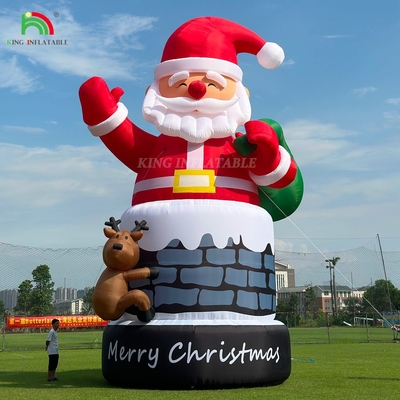 20ft 26ft 33ft bơm lên Santa Claus trong lò sưởi với tuần lộc ngoài trời trang trí Giáng sinh thổi lên Santa Claus