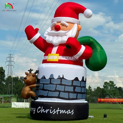 20ft 26ft 33ft bơm lên Santa Claus trong lò sưởi với tuần lộc ngoài trời trang trí Giáng sinh thổi lên Santa Claus