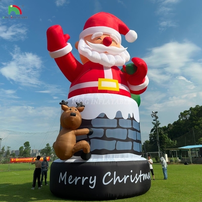 20ft 26ft 33ft bơm lên Santa Claus trong lò sưởi với tuần lộc ngoài trời trang trí Giáng sinh thổi lên Santa Claus