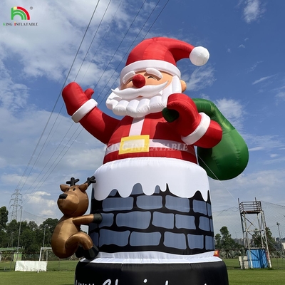 20ft 26ft 33ft bơm lên Santa Claus trong lò sưởi với tuần lộc ngoài trời trang trí Giáng sinh thổi lên Santa Claus