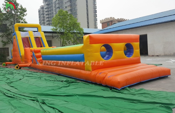 Thể thao tùy chỉnh Trò chơi Lễ hội Carnival Inflatable Challenge Race Đường đua chướng ngại vật với hai làn leo núi và trượt băng