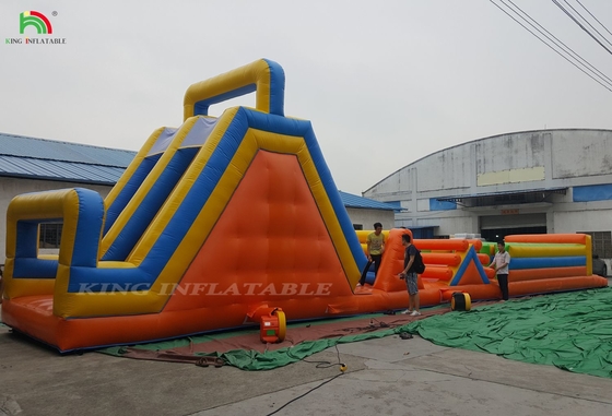 Thể thao tùy chỉnh Trò chơi Lễ hội Carnival Inflatable Challenge Race Đường đua chướng ngại vật với hai làn leo núi và trượt băng