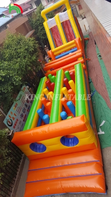 Thể thao tùy chỉnh Trò chơi Lễ hội Carnival Inflatable Challenge Race Đường đua chướng ngại vật với hai làn leo núi và trượt băng